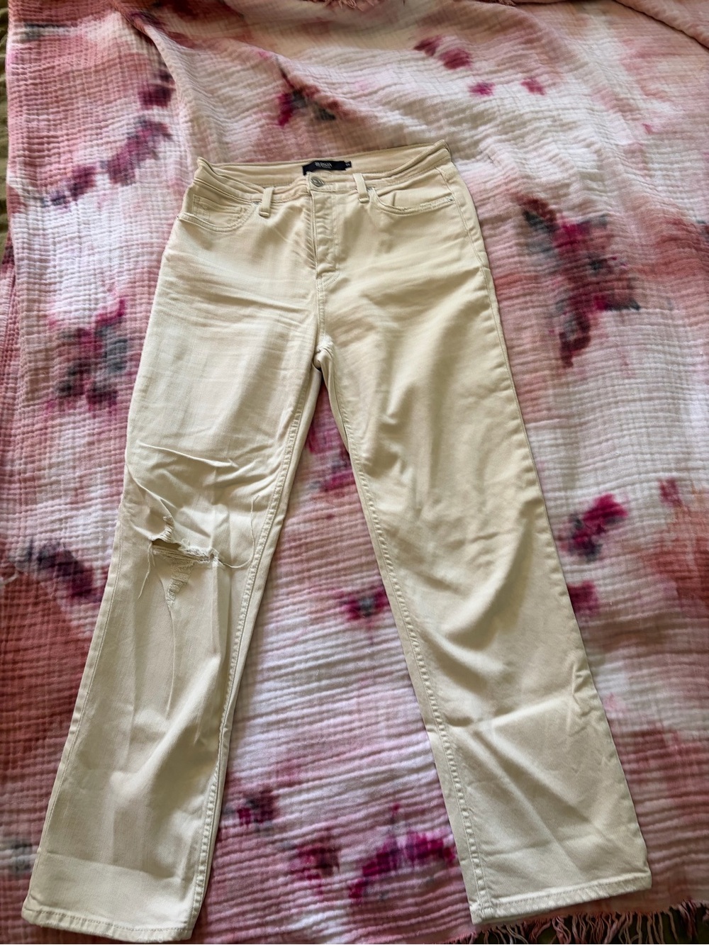 Hudson Jeans Cream Ankle Crop Straight Leg